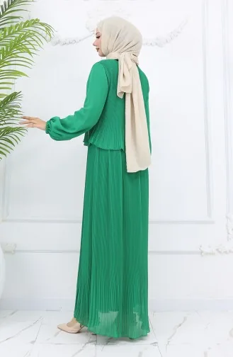 Pleated Multi Chiffon Dress 2044-07 Green 2044-07