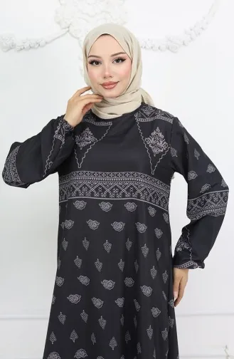 Robe à Motifs Avec Détail Tughra 0039-03 Anthracite 0039-03