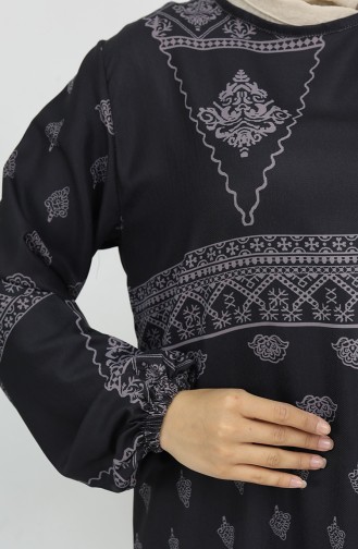 Tuğra Detaylı Desenli Elbise 0039-03 Antrasit