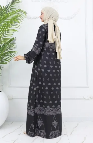 Robe à Motifs Avec Détail Tughra 0039-03 Anthracite 0039-03