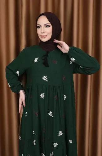 Viscose Jurk Met Patroon 4080-01 Smaragdgroen 4080-01
