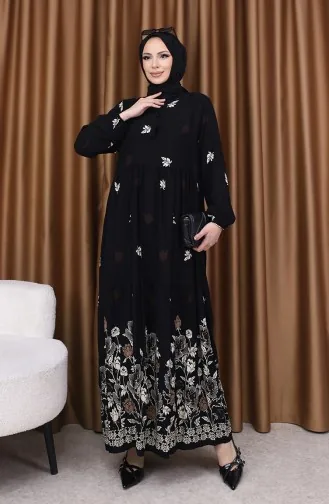 Viscose Jurk Met Patroon 4080-05 Zwart 4080-05