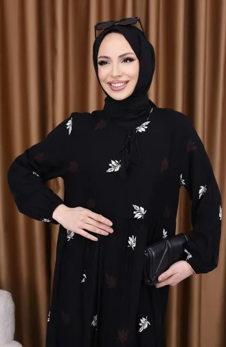 Viscose Jurk Met Patroon 4080-05 Zwart 4080-05