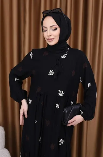 Viscose Jurk Met Patroon 4080-05 Zwart 4080-05