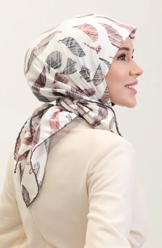 Desenli Eşarp 70289-01 Gri Pudra