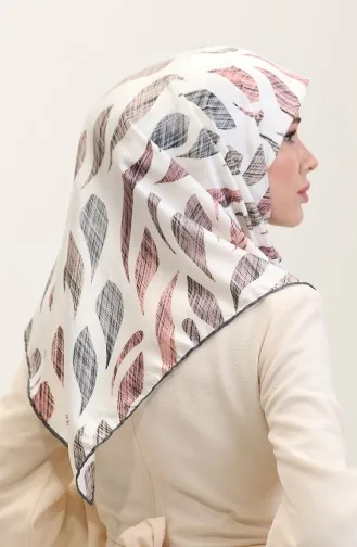 Desenli Eşarp 70289-01 Gri Pudra