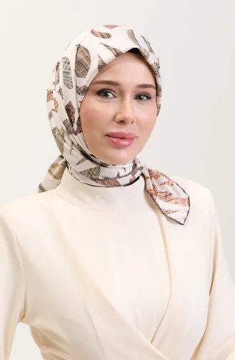 Desenli Eşarp 70289-03 Kahverengi