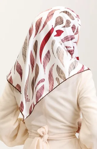 Desenli Eşarp 70289-04 Kahverengi Bordo