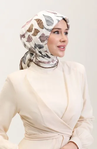 Desenli Eşarp 70289-05 Kahverengi Gri