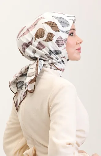 Desenli Eşarp 70289-05 Kahverengi Gri