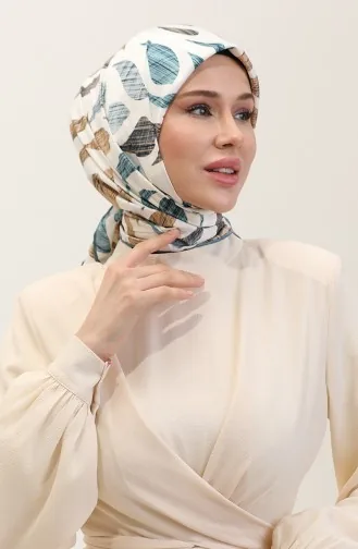 Desenli Eşarp 70289-07 Petrol Mavisi