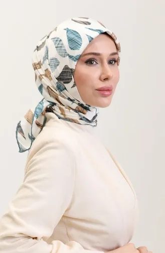 Desenli Eşarp 70289-07 Petrol Mavisi