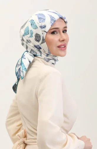 Desenli Eşarp 70289-10 İndigo