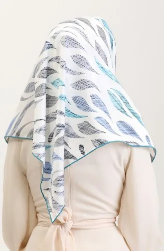 Desenli Eşarp 70289-10 İndigo