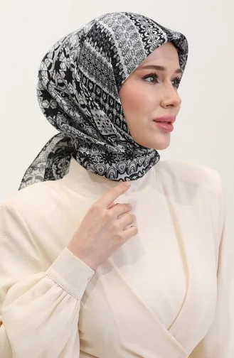Kehribar Eşarp 70291-08 Siyah Beyaz