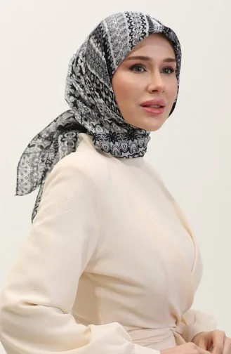 Kehribar Eşarp 70291-08 Siyah Beyaz