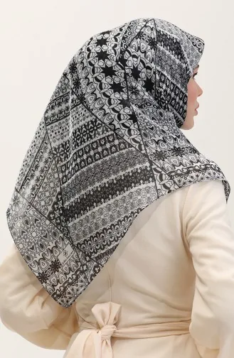 Kehribar Eşarp 70291-08 Siyah Beyaz