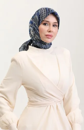 Kehribar Eşarp 70291-12 Lacivert Saks