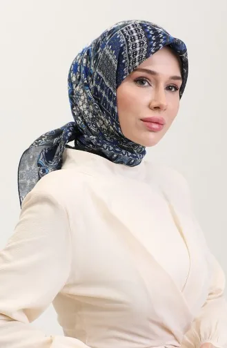 Kehribar Eşarp 70291-12 Lacivert Saks