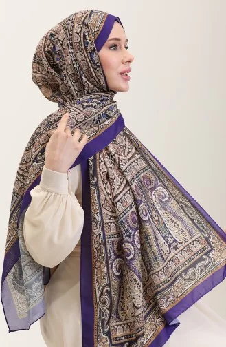 Etnik Desenli Soft Şal 90188-09 Eflatun Camel