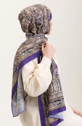 Etnik Desenli Soft Şal 90188-09 Eflatun Camel