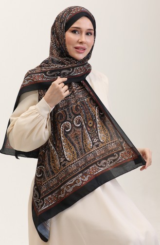 Etnik Desenli Soft Şal 90188-10 Siyah Taba