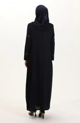 Plus-size A-plooijurk Met Stenenprint 6205-01 Marineblauw 6205-01