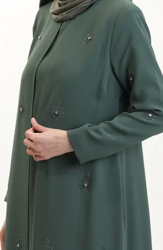 Übergröße A-Falten Kleid Mit Steindruck 6205-03 Khaki 6205-03
