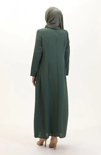 Übergröße A-Falten Kleid Mit Steindruck 6205-03 Khaki 6205-03