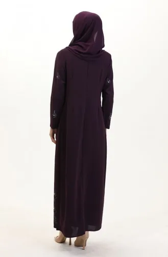 Übergröße A-Falten Kleid Mit Steinmuster 6205-06 Lila 6205-06
