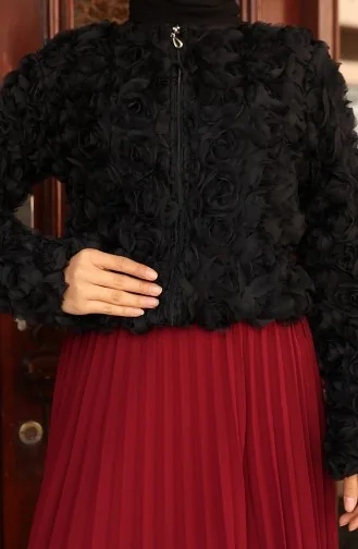 Jacke Mit Rosenprägung Und Reißverschluss 41179-01 Schwarz 41179-01