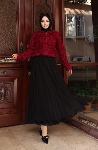 Jacke Mit Reißverschluss Und Rosenprägung 41179-02 Weinrot 41179-02