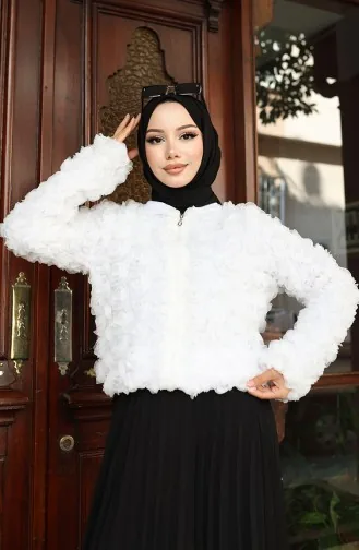 Jacke Mit Rosenprägung Und Reißverschluss 41179-05 Weiss 41179-05