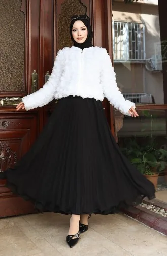 Jacke Mit Rosenprägung Und Reißverschluss 41179-05 Weiss 41179-05