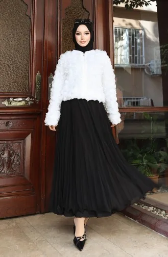 Jacke Mit Rosenprägung Und Reißverschluss 41179-05 Weiss 41179-05