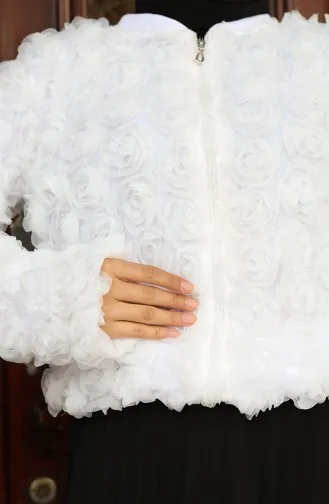 Jacke Mit Rosenprägung Und Reißverschluss 41179-05 Weiss 41179-05