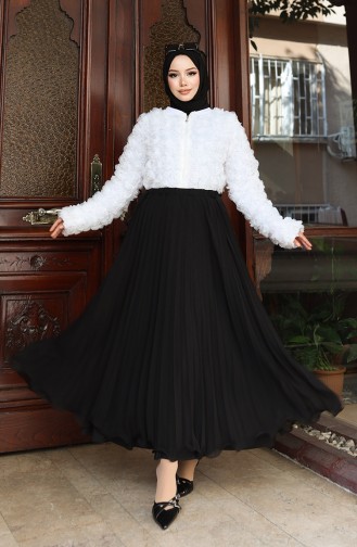 Beli Lastikli Piliseli Şifon Etek 4046-02 Siyah