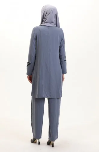 بدلة تونيك بنطلون مقاس كبير من قطعتين 6210-02 رمادي 6210-02