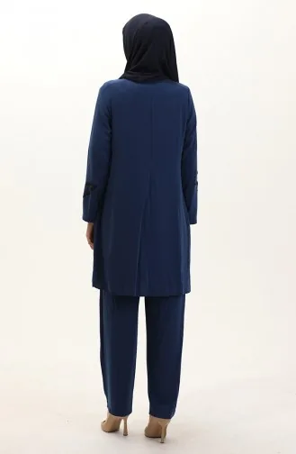 Plus Size Stoned Tuniek Broek Tweedelige Set 6210-05 Indigo 6210-05