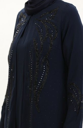 Büyük Beden Taşlı Tunik Pantolon İkili Takım 6210-06 Lacivert