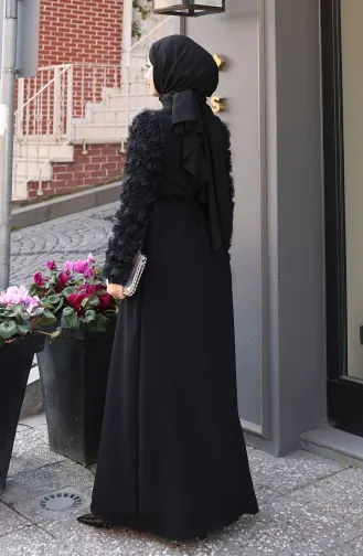 Rose Detailed Sleeve Dress 81886-01 Black 81886-01