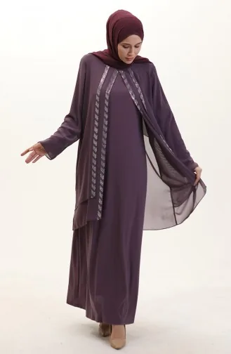 Robe En Mousseline Grande Taille 6165-01 Rose Poudré 6165-01