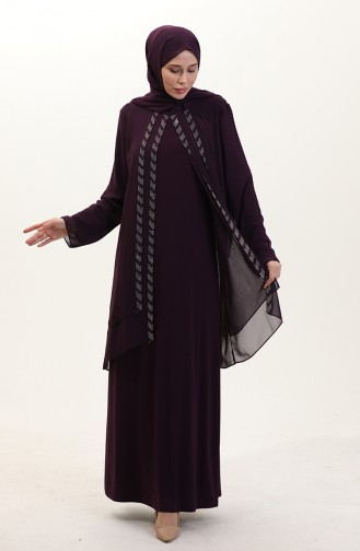 Plum Hijab Dress 6165-02