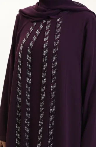 Büyük Beden Şifon Elbise 6165-02 Mürdüm