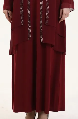 Büyük Beden Şifon Elbise 6165-03 Bordo