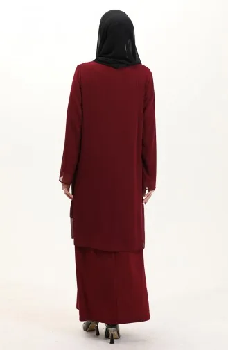 Büyük Beden Şifon Elbise 6165-03 Bordo