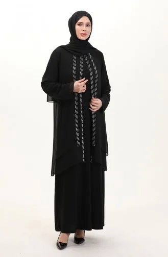 Übergröße Chiffonkleid 6165-04 Schwarz 6165-04