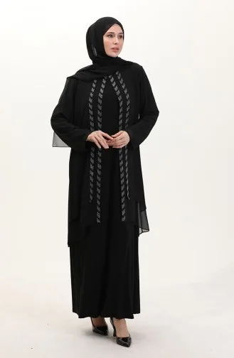 Übergröße Chiffonkleid 6165-04 Schwarz 6165-04