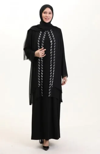 Übergröße Chiffonkleid 6165-04 Schwarz 6165-04