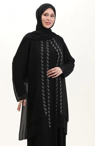 Übergröße Chiffonkleid 6165-04 Schwarz 6165-04